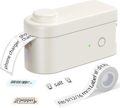 Makeid L1 Label Maker Machine with Tape - Portable & Rechargeable Label Makers Compatible with 9 12 16mm Waterproof Tape - Mini Bluetooth Labeler for Organizing Home Office School
