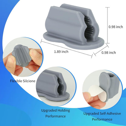 12PCS Pen Holder for Desk, Upgraded Adhesive Pen Pencil Holder for Desk Wall Clipboard Car Silicone Pens Markers Pencils Organizer Teacher Supplies Office Supplies (12PCS Gray)