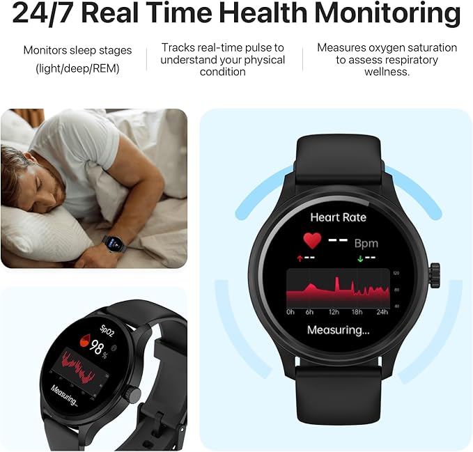 Smart Watch, HD Smartwatch for Men Women (Answer/Make Calls), Fitness Watch with 100+ Sport Modes, IP68 Waterproof/Heart Rate/Sleep Monitor, Activity Trackers for iOS/Android