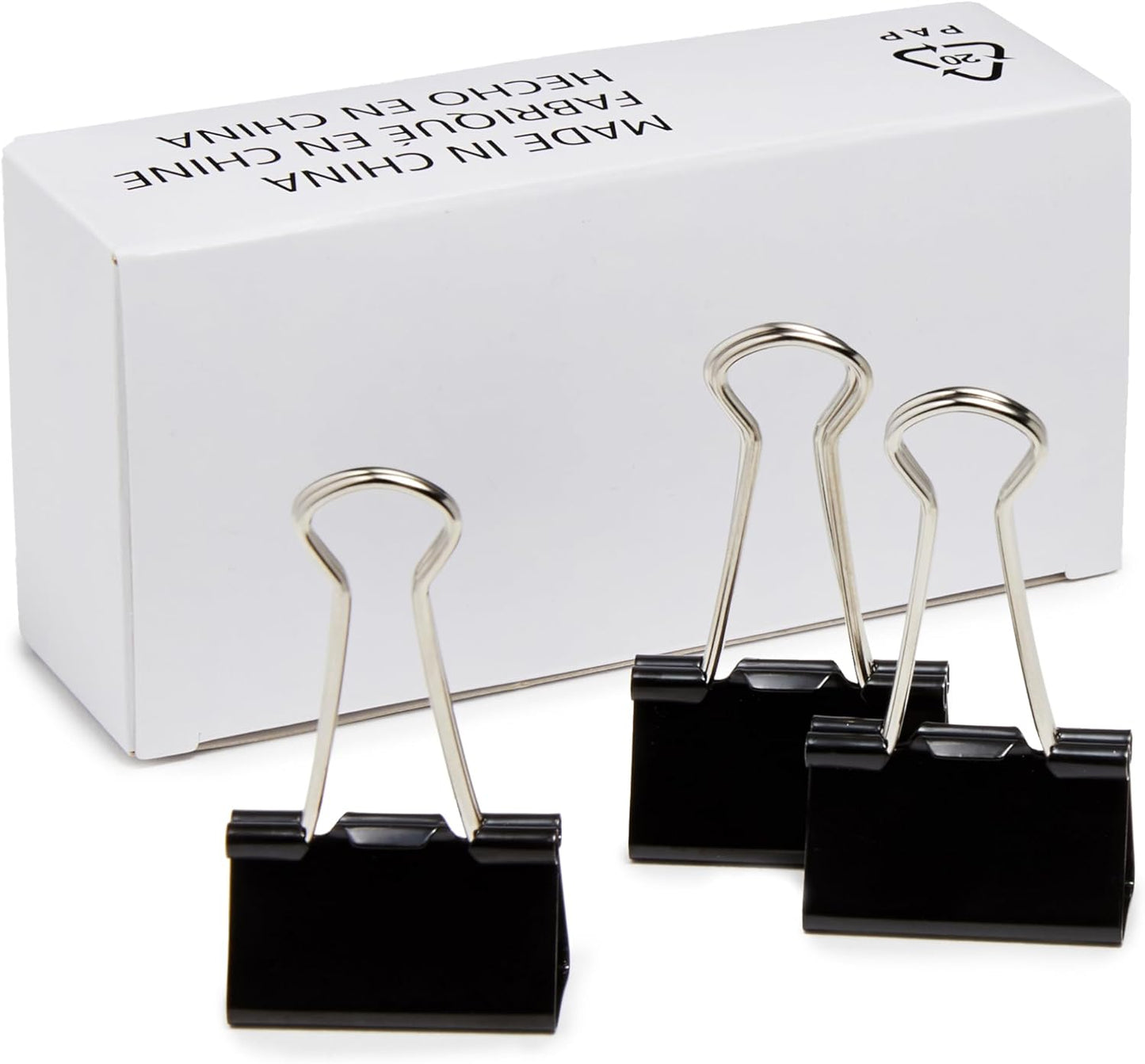 Amazon Basics Sturdy Binder Clips for Office Use, 96 Count (8 Pack of 12), Medium, 1.25 in, Black