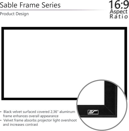 Elite Screens Sable Frame, 96-inch 2.35:1 Diagonal, Active 3D 4K Ultra HD ReadyFixed Frame Home Theater Projection Projector Screen, ER96WH1-Wide