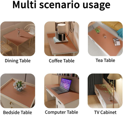 Nightstand Protector Top - 14x30 Inch Waterproof Easy to Clean Can Conceal Flaws Protector The Table Top from Scratches Used for Dining (Brown+Gray 14x30)