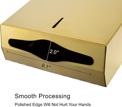 Commercial Paper Towel Dispenser Wall Mount, Tri-fold/Multi-fold/C-Fold Stainless Steel Paper Towel Holder Hand Towel Dispenser with Key (Gold)