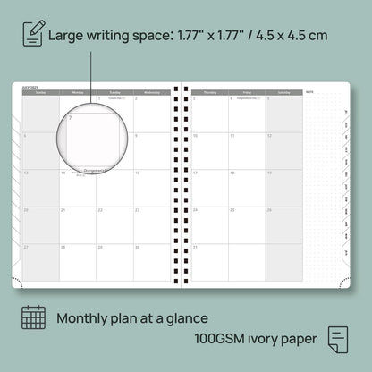 POPRUN Planner 2025-2026 (Large - 8.5'' x 10.5'') Academic Weekly Calendar (July 2025 - June 2026) with Hourly Time Slots, Monthly Tabs, 100GSM Thick Papers, Spiral Leather Cover - Burgundy Red