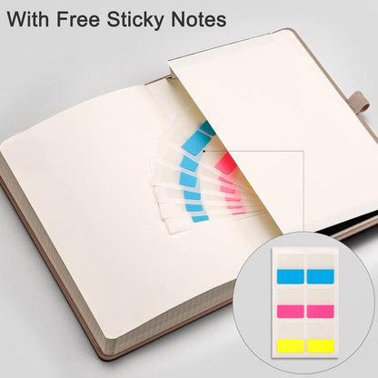 EMSHOI A5 Graph Paper Notebook - 256 Pages PU Leather Hardcover Journal, 120gsm Thick No-Bleed Grid Paper Notebook for Women Men Work School Math Engineering, 5.75" x 8.38" Khaki
