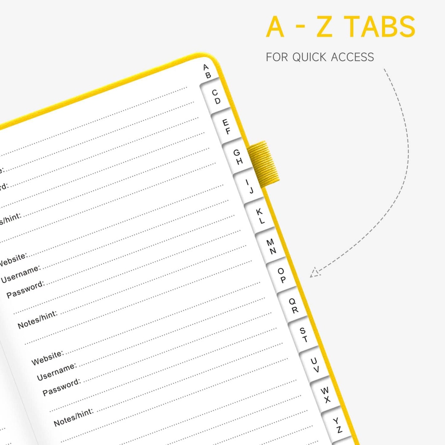 Password Book with Alphabetical Tabs – Hardcover Internet Address & Password Organizer – Password Keeper Notebook for Computer & Website – 5.2 x 7.6" Log-in Password Journal w/Thick Paper (Yellow)