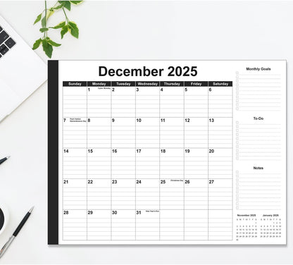 Large Desk Calendar 2025-2026 - 22" x 17" Desk Calendar from April 2025 - June 2026, Desktop Pad Calendar Perfect for Planning and Organizing In Your Home, School or Office, Black