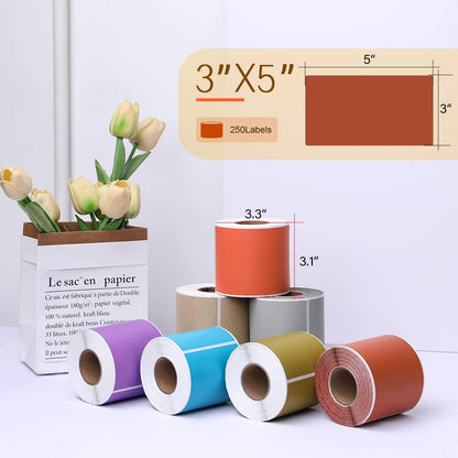 PARLAIM 5 X 3 inch Rectangle Inventory Labels Color Coding Stickers, 250PCS Permanent Sticker for Warehouse Moving Box Square Label (Brown)