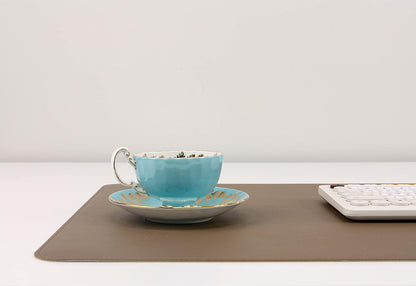 Dual-Sided Leather Desk Pad,Blotter for Laptop Computer,Mouse Pad,Writing,Drawing,Arts and Craft Mat (17"x24", Khaki)