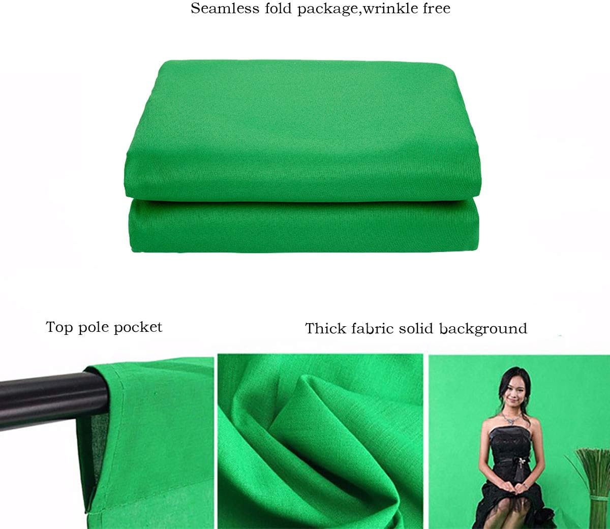Green Screen Backdrop 10x12ft Photo Backdrop Chromakey Muslin Portrait Green Backdrop for PS Keying/Video Creation/Studio Portrait Shoots