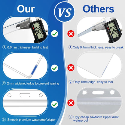 10 Pcs Clear Plastic Horizontal Name Badge ID Card Holders