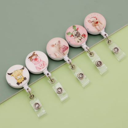 15 Pack Turtle Pig Cow Print Badge Reels Retractable Badge Holders,Id Badge Holder Retractable Clip, Funy Badge Reel Cute Badge Reel,Nursing Student Must Haves Perfect for School Office Men Women