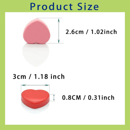 Fridge Magnets - 50 Pcs Mini Cute Magnets, Strong Heavy Duty for Whiteboard, Refrigerator, Locker, Kitchen, Office (10 Colors, Heart)