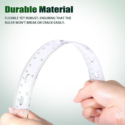 28 Pack Plastic Ruler 12 Inch Transparent Rulers - 7 Assorted Color Metric Bulk for Kids School Office Classroom