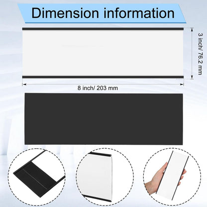 Gueevin 100 Pcs Magnetic C Channel Label Holders 3 x 8 Inch Label Holders Magnet Name Plate with Paper Inserts and Clear Plastic Protectors for File Cabinet Shelf Toolbox Drawer