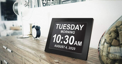 American Lifetime Dementia Clock 2025 Large Digital Display for Seniors with Day and Date, Alzheimer’s Calendar with Custom Alarms, 12-Inch Screen, Black