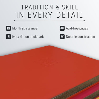 Gallery Leather Academic Planner 2025-2026, Teacher and Student Weekly Monthly Planner, Elegantly Bound Calendar with Gold-Gilded Page Edges, 18 Months - Floral Latte - 9x7"