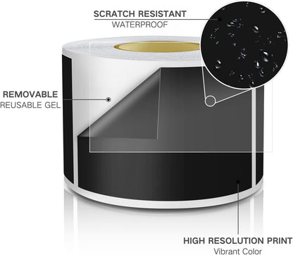 Black Rectangle Sticker Labels 3×2 Inch Vinyl Stickers Color Coding Name Tags Roll Removable Waterproof 300 per Dispenser Box