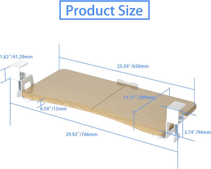 suptek Keyboard Tray Under Desk Pull Out with C Clamp Mount, Computer Keyboard & Mouse Tray, 25.6 (30 Including Clamps) x 11.8 inch Slide-Out Platform Computer Drawer for Typing, Light Wood, DSF1QM