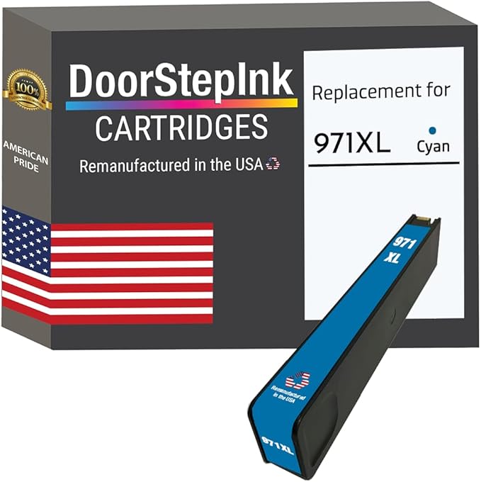 DoorStepInk 971XL Cyan Remanufactured Ink Cartridge Replacement for HP 971XL (CN626AM) - Compatible with OfficeJet Pro X451dn/X451dw/X476dn/X476dw/X554dw/X576dn — High Yield 1-Pack
