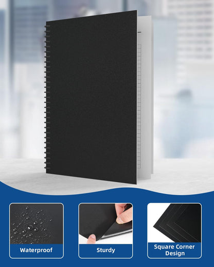 Dynta Binding Covers 120 Pack Black Sand-Textured Report Covers Sheets for Binding, Letter Size 8-1/2 x 11 Inches, 14 mil Presentation Binder, Office Supplies, Un-Punched, Square Corners