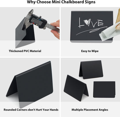 4"x3" Mini Chalkboard Signs Food Labels for Party Buffet Food, 12 Pcs Food Signs Tags for Display, Reusable Tabletop Small Message Chalk Board Signs for Tables Place Cards Wedding Bakery Birthday