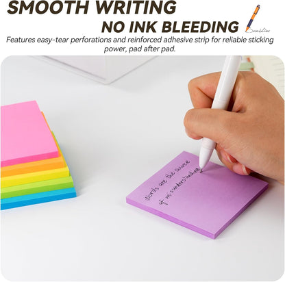 (12 Pack) Sticky Notes 3x3 + 1.5x2 in Small Sticky Note, Self-Sticky Note Pads | Sticks Strong & Removes Clean | Recycled Paper Cute Sticky Notes to School Supplies, Office Products, 6 Colors