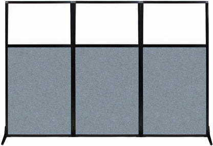 Versare Workstation Partition | Portable Wall Divider | Modern Office Cubicle | Free Standing Privacy Screen | Flexible Work Space | 99" x 70" W/Window, Powder Blue Fabric Panels