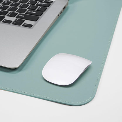 AFIING Dual-Sided Desk Pad, Natural Cork & PU Leather, Desk Mat Protector Non-Slip, Waterproof, Easy Clean,Large Mouse mats for Office and Home Work(Light Blue, 31.5"x17")