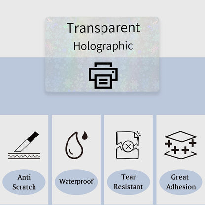 STARLIBOO Transparent Stickers Labels -1" x 2-5/8" Clear Address Labels Mailing Stickers for Laser/Inkjet Printer 8.5"×11"- 20 Sheet (Clear Holographic Snow)