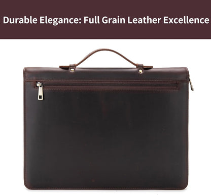 Personalized Genuine Leather Portfolio with Hidden Handle, Zippered Front Pocket, 8.5 x 11 Notebook Holder, Custom Engraved Business Legal Padfolio Travel Folio for Men Women, Dark Brown