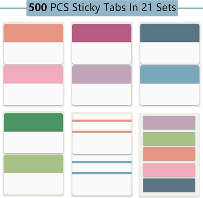 ELII 500 PCS Book Tabs 2 Inch Sticky Index Tabs, Colored Page Markers Repositionable Tags Reading Tabs Self Adhesive Tape Flags for Books, Binders, Notebook and File Folders
