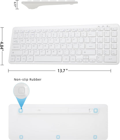 Wireless Bluetooth Keyboard, Universal Multi-Device Keyboard with Number Pad and Media Hotkeys, USB + Dual BT Connection, Ergonomic Design Slim for Windows Computer/Laptop/Tablet