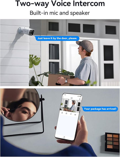 FOSCAM 4K 8MP IP PoE Security Cameras Wireless Outdoor, V8EP Surveillance Camera for Home Security, 120° FoV, 20x Zoom, AI Detect Human/Vehicle, 66FT Color Night Vision,Siren Alert,2-Way Audio,IP66
