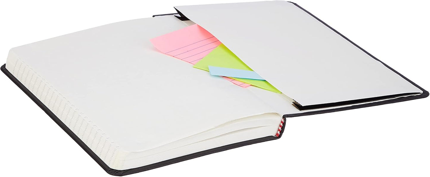 Amazon Basics Classic Lined Notebook, 240 Pages Hardcover, 5 x 8.25-Inch, Black