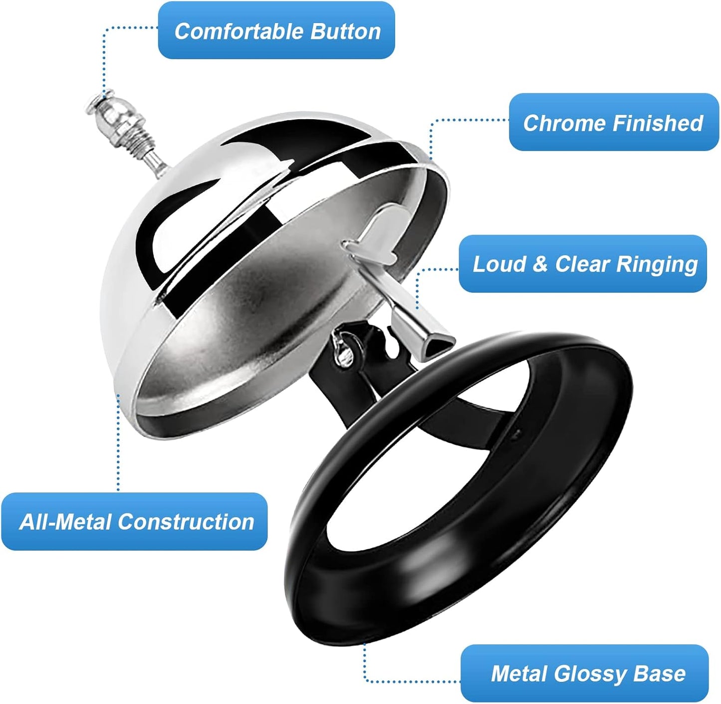 Yexiya 100 Packs Call Bell 3.35 Inch Diameter with Metal Anti-Rust Construction Service Bell for Hotels, Schools, Restaurants, Reception Areas, Hospitals, Warehouses