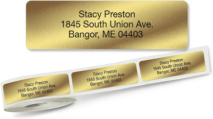 Personalized Return Address Labels, Roll of 250 Gold Foil Self-Adhesive Labels Without Dispenser, Customize with Name & Shipping Address, Colorful Images