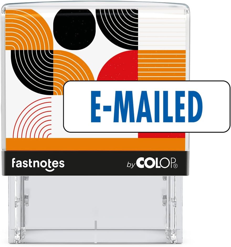 Fastnotes E-MAILED Self-Inking Rubber Stamp by COLOP - Great for Office Documents, Notary, Warehouse, Accounting Paperwork, Business, and Legal Documentation - Blue Ink (E-MAILED- Blue)