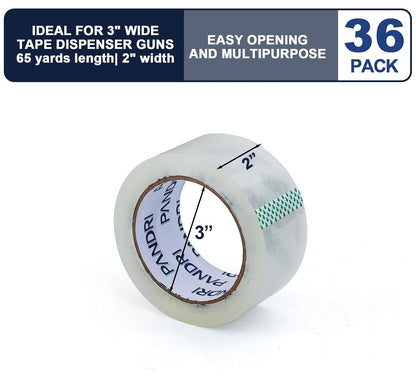 PANDRI Packing Tape, 36 Rolls Heavy Duty Clear Packaging Tape for Shipping Packaging Moving Sealing, 2 inches Wide, 65 Yards Per Roll, Total 2340 Yards