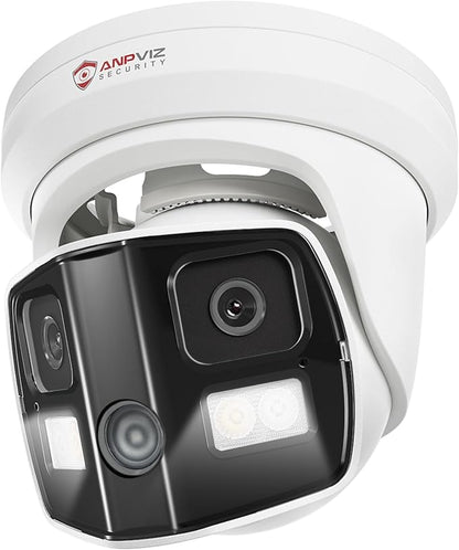 Anpviz 4K Dual Lens PoE IP Security Camera Outdoor 180 Degree Panoramic Wide Angle, 8MP PoE Camera with Smart Dual Light, Human/Vehicle Detection, Two Way Talk, 512GB SD Slot, Full Metal (U Series)