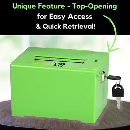 Adir Suggestion Box with Slot and Lock – Acrylic Donation Box for Fundraising, Drawing Box for Raffle, Funraiser Box, Tip Box with Lock - 6.25x4.5x 4 Inches voting box with slot and Sign Holder