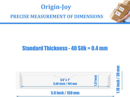 Origin-Joy 60 PCS Self Adhesive Index Card Pockets with Top Open, Clear Plastic Label Holder for Cards of Note, Library and Business, Adhesive Label Pockets & Card Holder (5.5 x 1 inch)