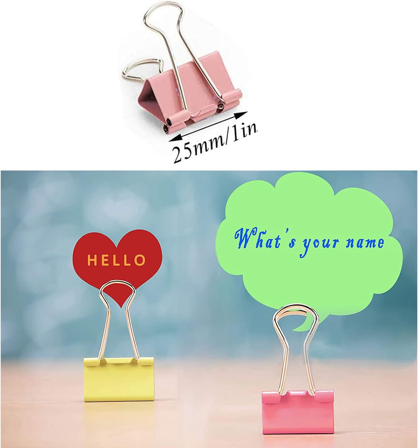 Ufmarine Small Binder Clips 1 inch Length, Colorful, for Office (64 Pcs)