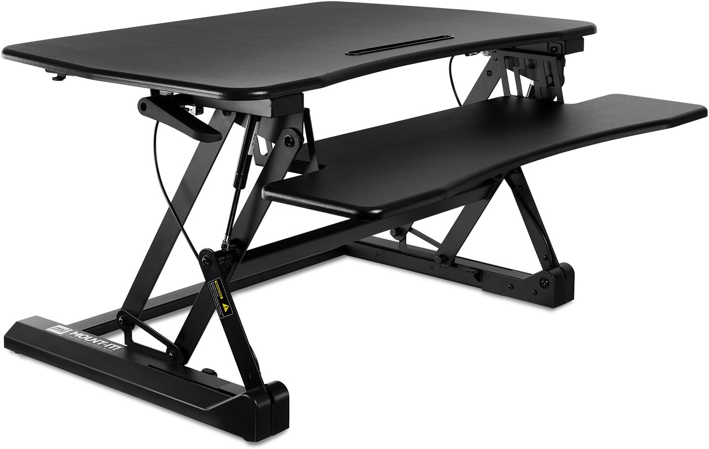 Mount-It! Standing Desk Converter with Keyboard Tray | 35" Adjustable Sit-to-Stand Desktop Riser for Dual Monitors and Laptops | Ergonomic Stand Up Desk Converter with Gas Spring | Black