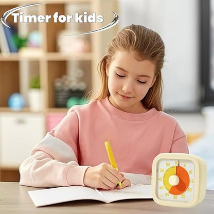 Visual Timer for Kids Timer Home - 60 Minute Kids Visual Timer for Classroom Home Office, Countdown Clock for Teaching Work Meeting, Pomodoro Timer for Time Management (Cream Yellow)