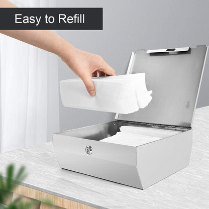 Wall-Mounted Comercial Paper Towel Dispenser, Brushed Stainless Steel Bathroom Hand Towel Dispenser with Lock Design, Large Capacity 250 C-Fold 300 Multi-Fold Capacity