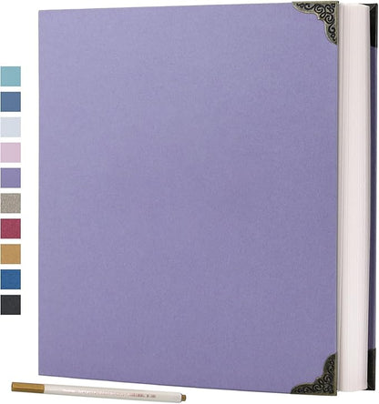 Vienrose Photo Album Self Adhesive 40 Pages Hardcover with DIY Scrapbooking Kit 3 Rings Paper Scrapbook for Lover Friends Kids Wedding Purple