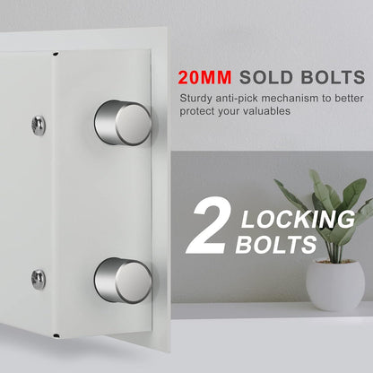 TIGERKING Digital Keypad Safe Box, 0.5 Cubic Feet Small Safe Money Safe Lock Box Cabinet Safes, Solid Alloy Steel Office Hotel Home Mini Safes for Cash Jewelry Documents(White)