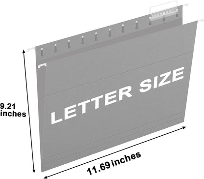 HERKKA Hanging File Folders, 60 Pack Reinforced Letter Size Hanging Folders, Designed for Bulky Files, Filing Cabinet, 1/5-Cut Adjustable Tabs (Gray)