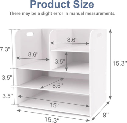 SONGWAY Desk File Organizer with Handle - Desktop File Sorter, Paper Storage Holder, Paper Letter Tray, Desk Organizers and Storage for Home Office School